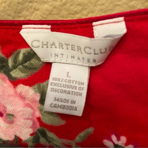 NWT~CHARTER CLUB Women Red Floral Flannel Nightgown Size Large - Picture 6 of 9